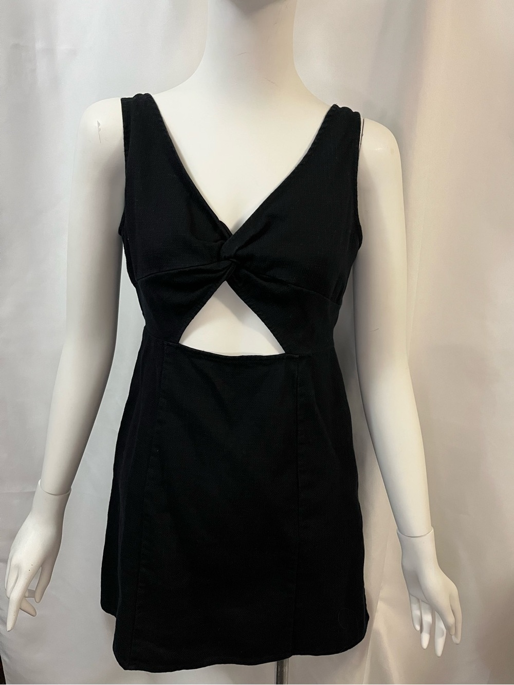Black Twist Front Cutout Mini Dress